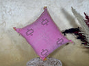 Dusty Pink Silk Pillow Cover, Handmade Moroccan Kilim Cushion, Mauve Boho Pillowcase, Luxury Custom Gift - product image 7