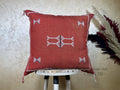 Rust Moroccan Sabra Cactus Silk Pillow Cover, Terracotta Boho Cushion, Handmade Kilim Style Pillowcase fo - product image 1