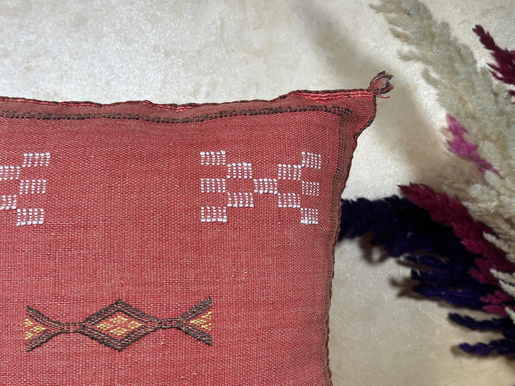 Rose Moroccan Sabra Silk Pillow Cover, Handmade Boho Cushion, Kilim Pillow Case, Luxury Decorative Pillow - product image 4