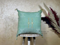 Turquoise Cactus Silk Pillow Cover, Handmade Moroccan Kilim Cushion with Tassels, Boho Embroidered Square - product image 1