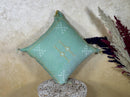 Turquoise Cactus Silk Pillow Cover, Handmade Moroccan Kilim Cushion with Tassels, Boho Embroidered Square - product image 4