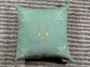 Turquoise Cactus Silk Pillow Cover, Handmade Moroccan Kilim Cushion with Tassels, Boho Embroidered Square - product image 9