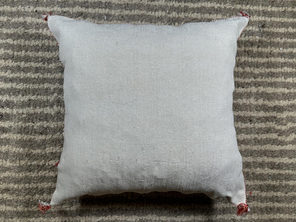 Soft Blue Moroccan Cactus Silk Pillow Cover, Handmade Boho Geometric Cushion, Woven Sabra Pillow Case, Lu - product image 10