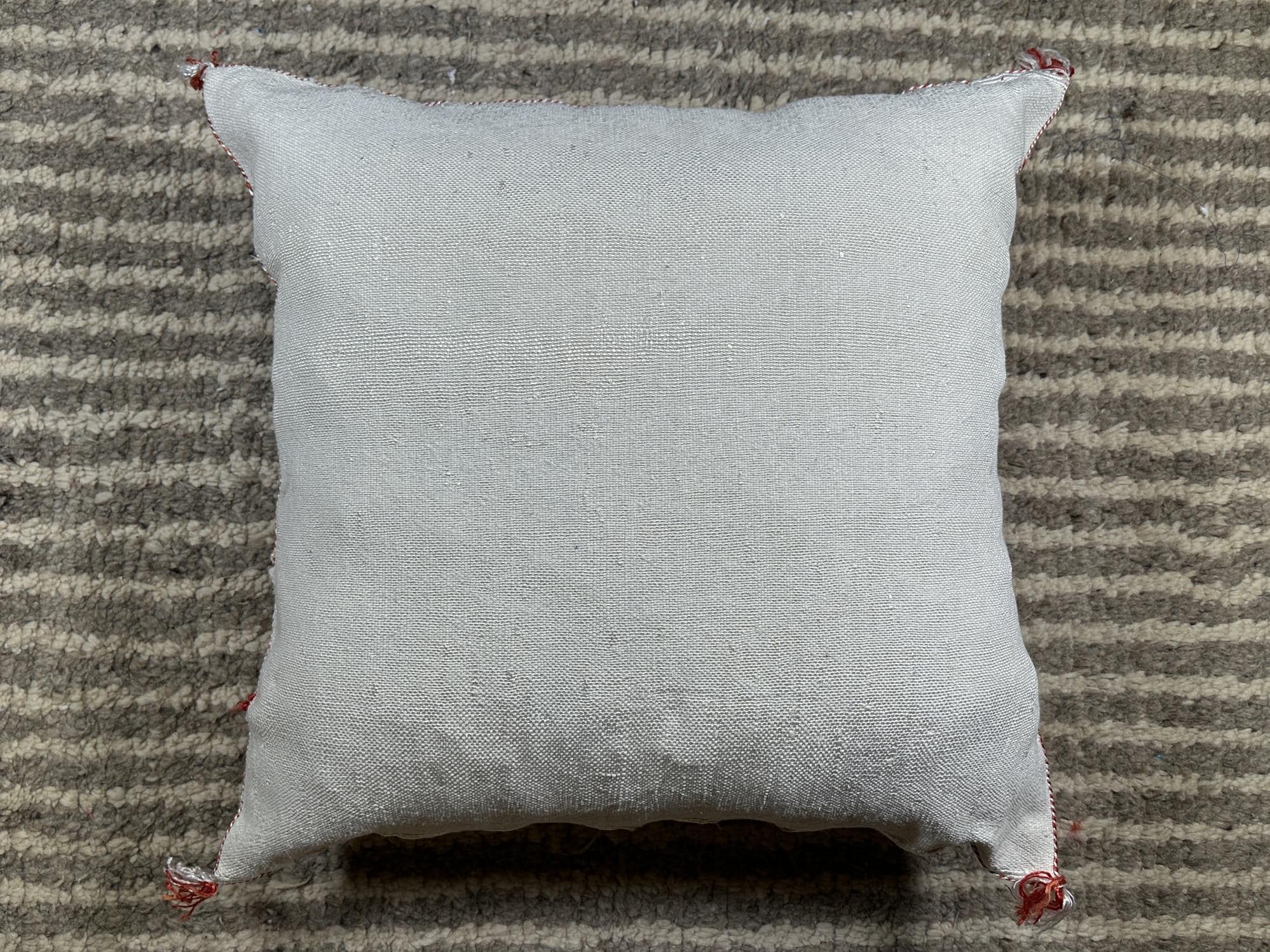 Soft Blue Moroccan Cactus Silk Pillow Cover, Handmade Boho Geometric Cushion, Woven Sabra Pillow Case, Lu - product image 10