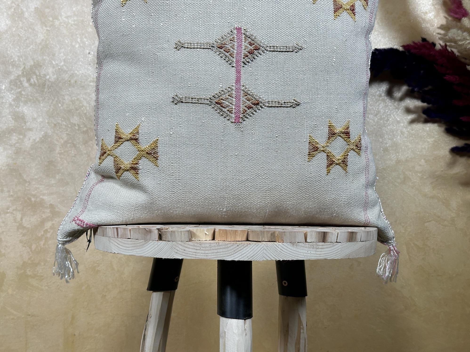 Silver Cactus Silk Pillow Cover, Moroccan Kilim Pillowcase, Gold Embroidered Boho Cushion Cover, Handmade - product image 2