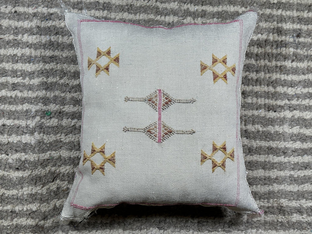 Silver Cactus Silk Pillow Cover, Moroccan Kilim Pillowcase, Gold Embroidered Boho Cushion Cover, Handmade - product image 9