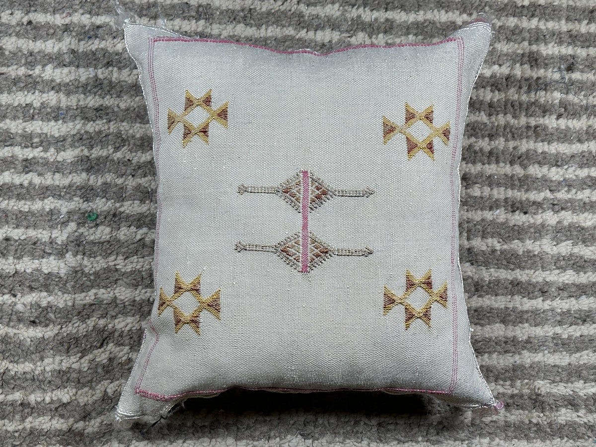Silver Cactus Silk Pillow Cover, Moroccan Kilim Pillowcase, Gold Embroidered Boho Cushion Cover, Handmade - product image 9