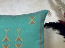 Teal Moroccan Sabra Pillow Cover, Handmade Boho Cushion, Embroidered Silk Pillowcase, Turquoise Boho Pill - product image 4