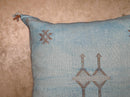 Light Blue Cactus Silk Pillow Cover, Moroccan Boho Woven Cushion, Handmade Sabra Throw Pillow for Sofa Be - product image 5