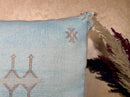 Light Blue Cactus Silk Pillow Cover, Moroccan Boho Woven Cushion, Handmade Sabra Throw Pillow for Sofa Be - product image 4