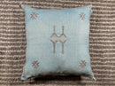Light Blue Cactus Silk Pillow Cover, Moroccan Boho Woven Cushion, Handmade Sabra Throw Pillow for Sofa Be - product image 10