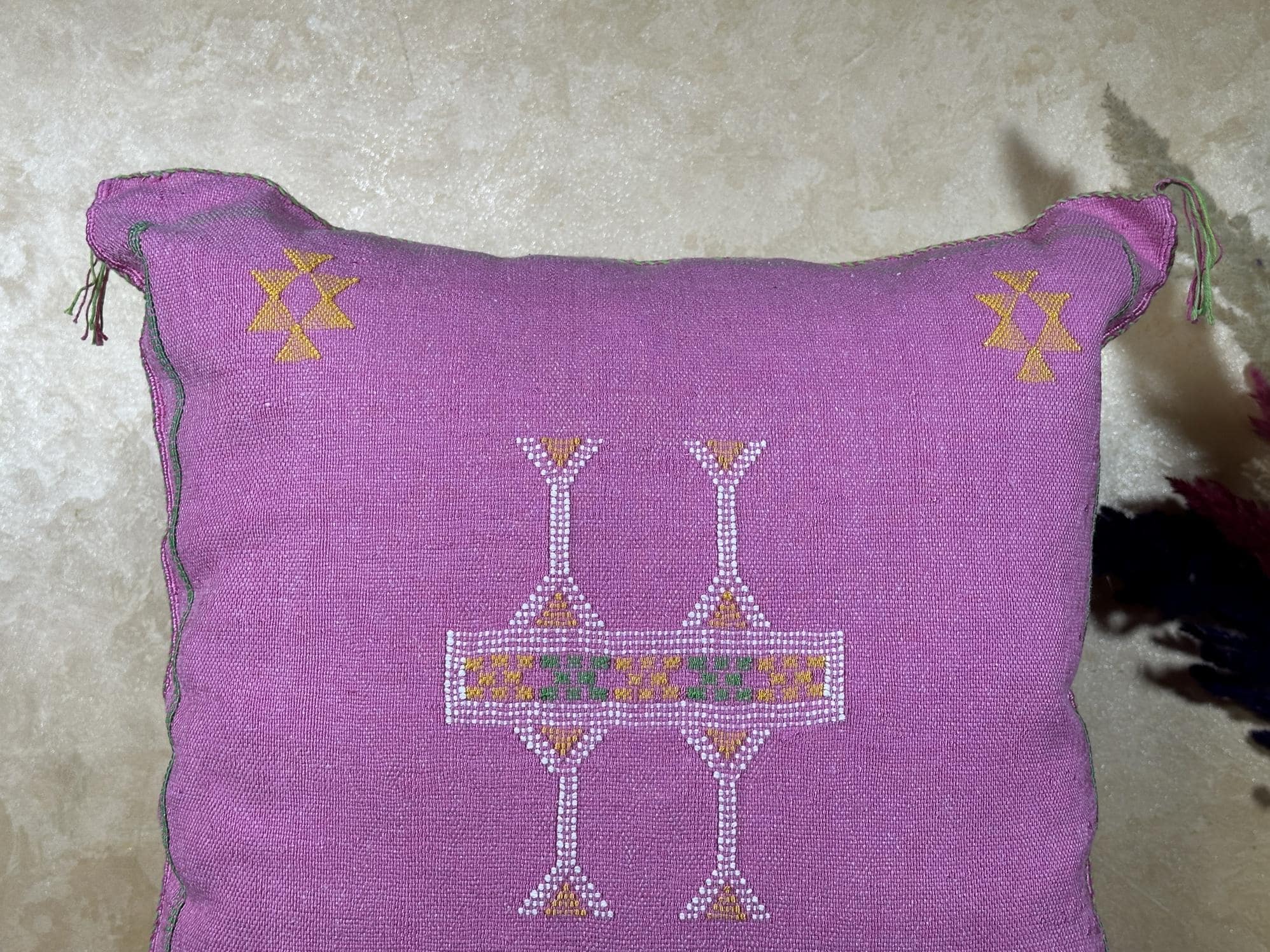 Pink Moroccan Pillow Cover, Gold Embroidered Boho Cushion, Handmade Woven Pillow for Sofa Chair Bed, Luxu - product image 3