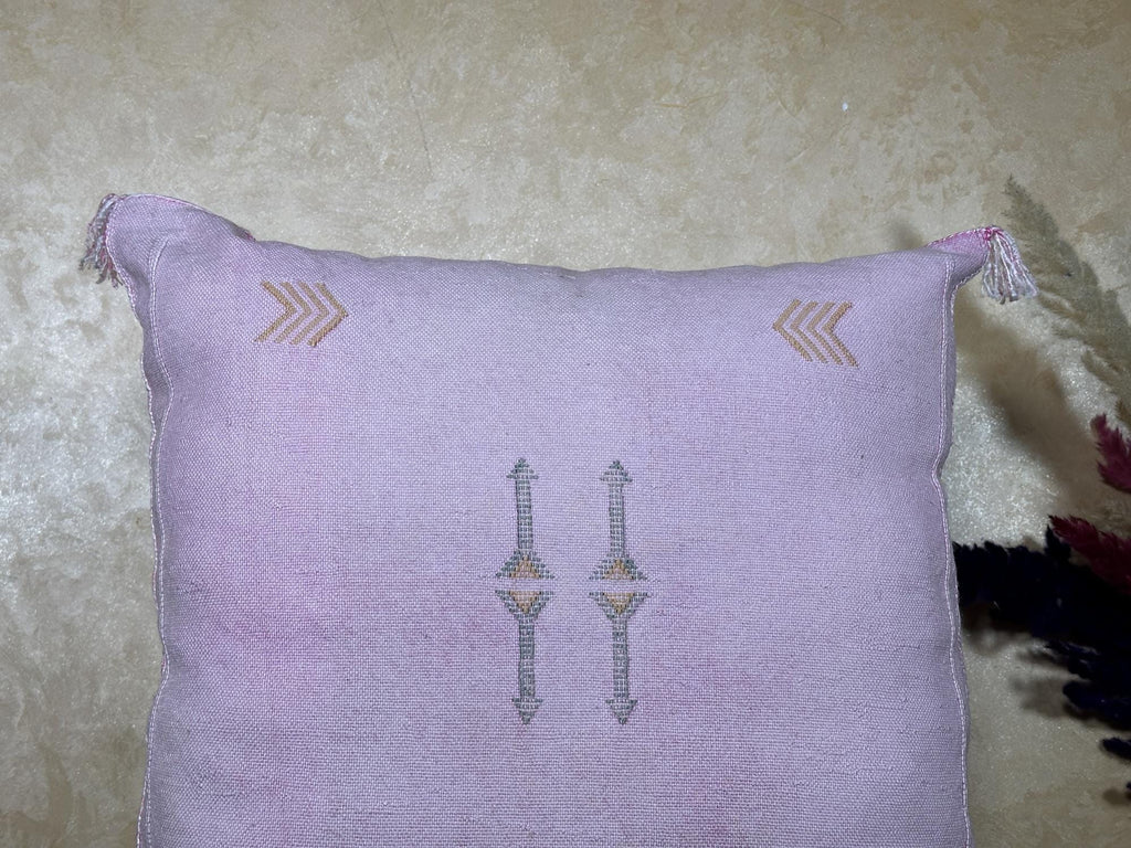 Lavender Cactus Silk Pillow Cover, Moroccan Boho Cushion, Handmade Square Pillowcase, Luxury Sofa Chair B - product image 3