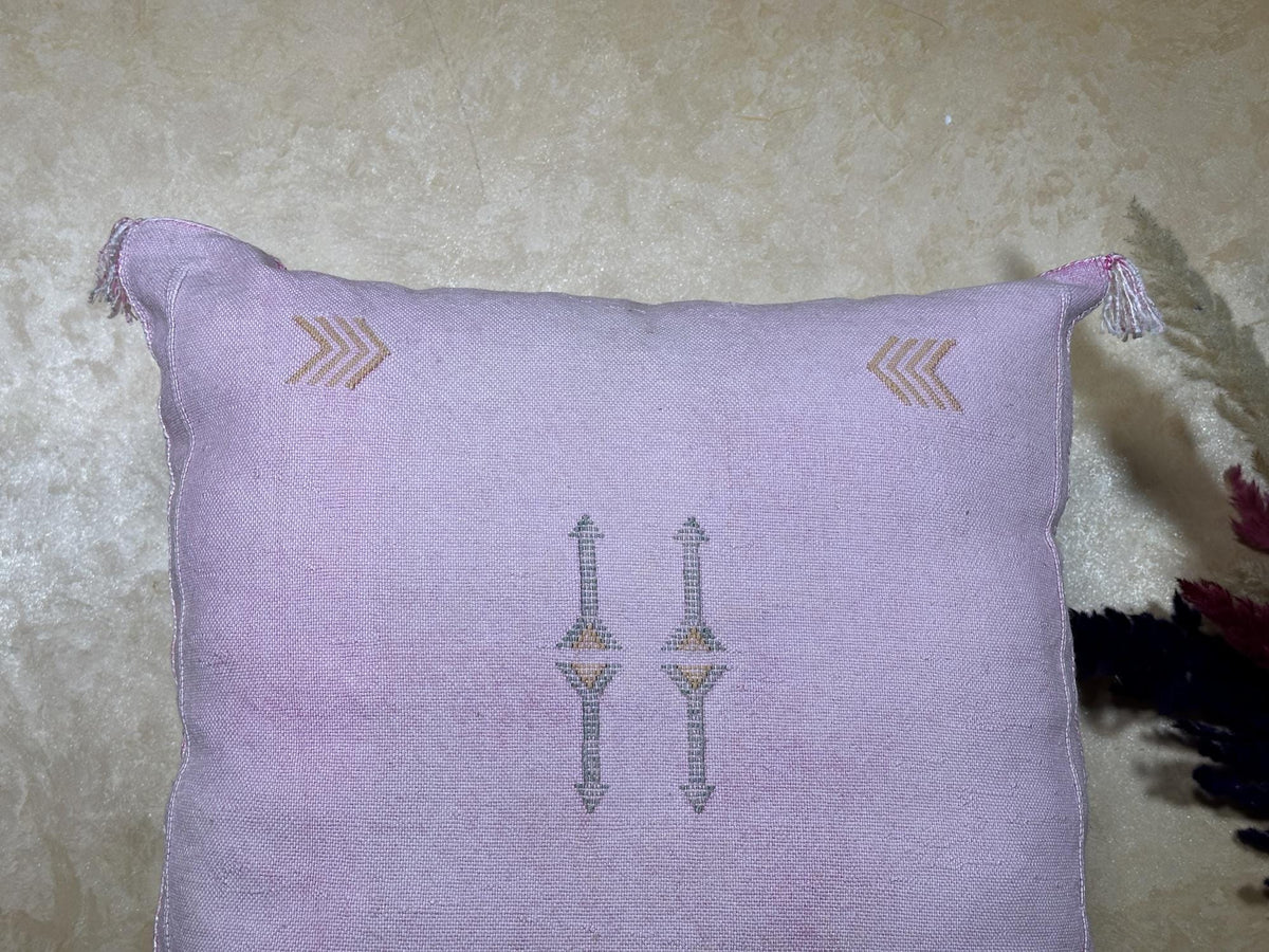 Lavender Cactus Silk Pillow Cover, Moroccan Boho Cushion, Handmade Square Pillowcase, Luxury Sofa Chair B - product image 3