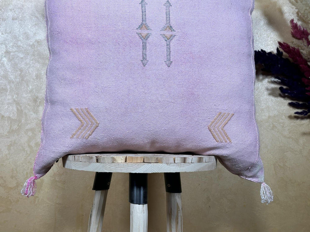 Lavender Cactus Silk Pillow Cover, Moroccan Boho Cushion, Handmade Square Pillowcase, Luxury Sofa Chair B - product image 2