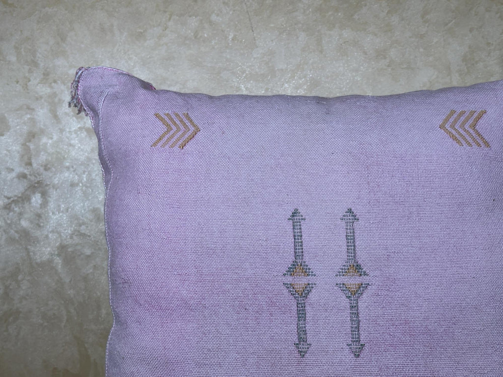Lavender Cactus Silk Pillow Cover, Moroccan Boho Cushion, Handmade Square Pillowcase, Luxury Sofa Chair B - product image 5