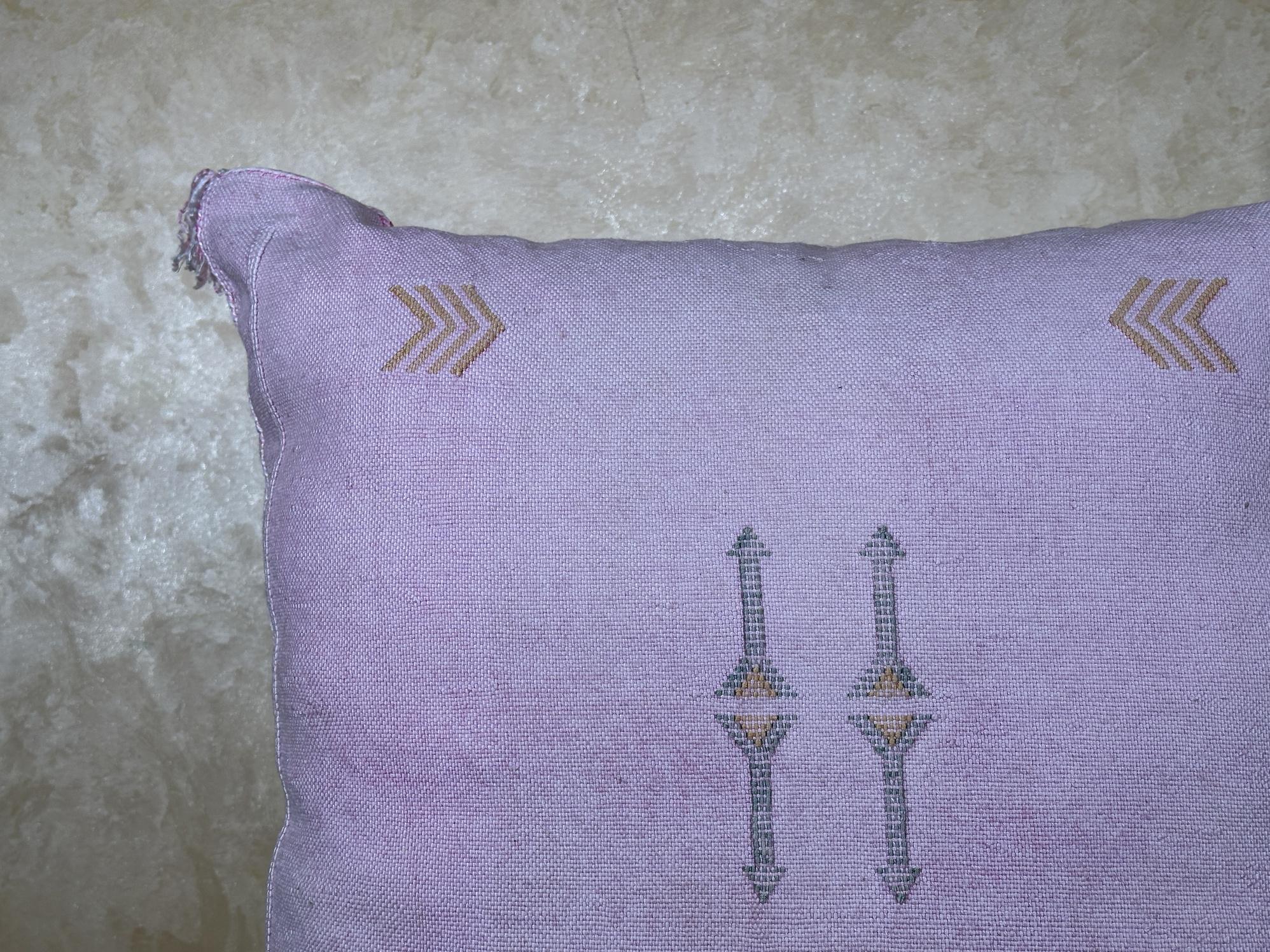 Lavender Cactus Silk Pillow Cover, Moroccan Boho Cushion, Handmade Square Pillowcase, Luxury Sofa Chair B - product image 5