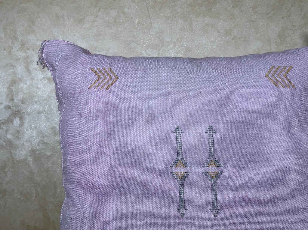 Lavender Cactus Silk Pillow Cover, Moroccan Boho Cushion, Handmade Square Pillowcase, Luxury Sofa Chair B - product image 6