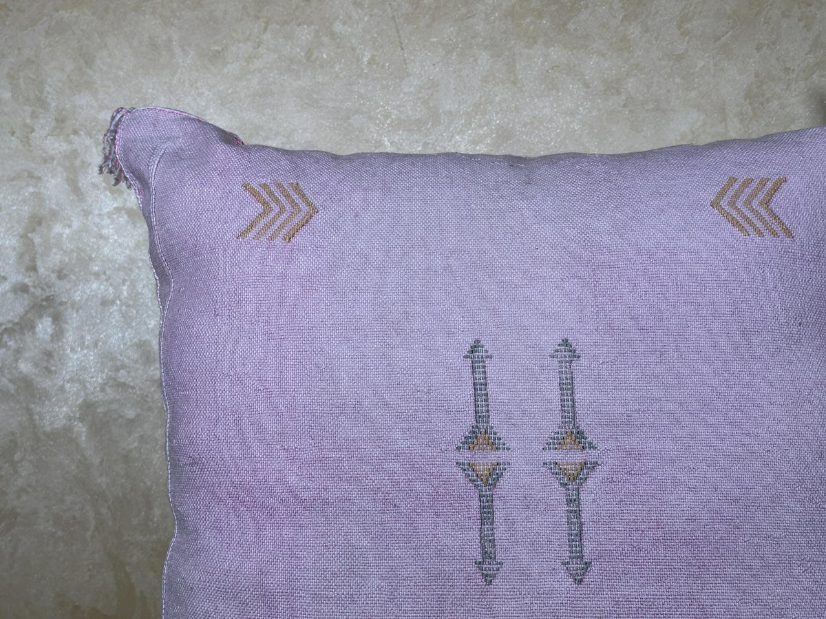 Lavender Cactus Silk Pillow Cover, Moroccan Boho Cushion, Handmade Square Pillowcase, Luxury Sofa Chair B - product image 6