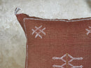 Terracotta Moroccan Cactus Silk Pillow Cover, Boho Embroidered Cushion, Handmade Woven Pillow Case for So - product image 5