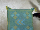 Teal Cactus Silk Pillow Cover, Handmade Moroccan Kilim Cushion, Boho Woven Tassel Pillowcase, Luxury Sofa - product image 3