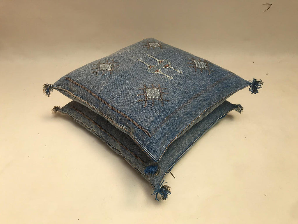 Handmade Blue Moroccan Cactus Silk Pillow - Available in All Sizes for Your Home Decor - product image 3