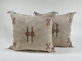 Natural Beige Moroccan Cushion Cover with Rust Geometric Motif, Textured Silk Pillow Cover for Home Decor - product image 1