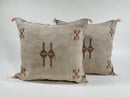 Natural Beige Moroccan Cushion Cover with Rust Geometric Motif, Textured Silk Pillow Cover for Home Decor - product image 1