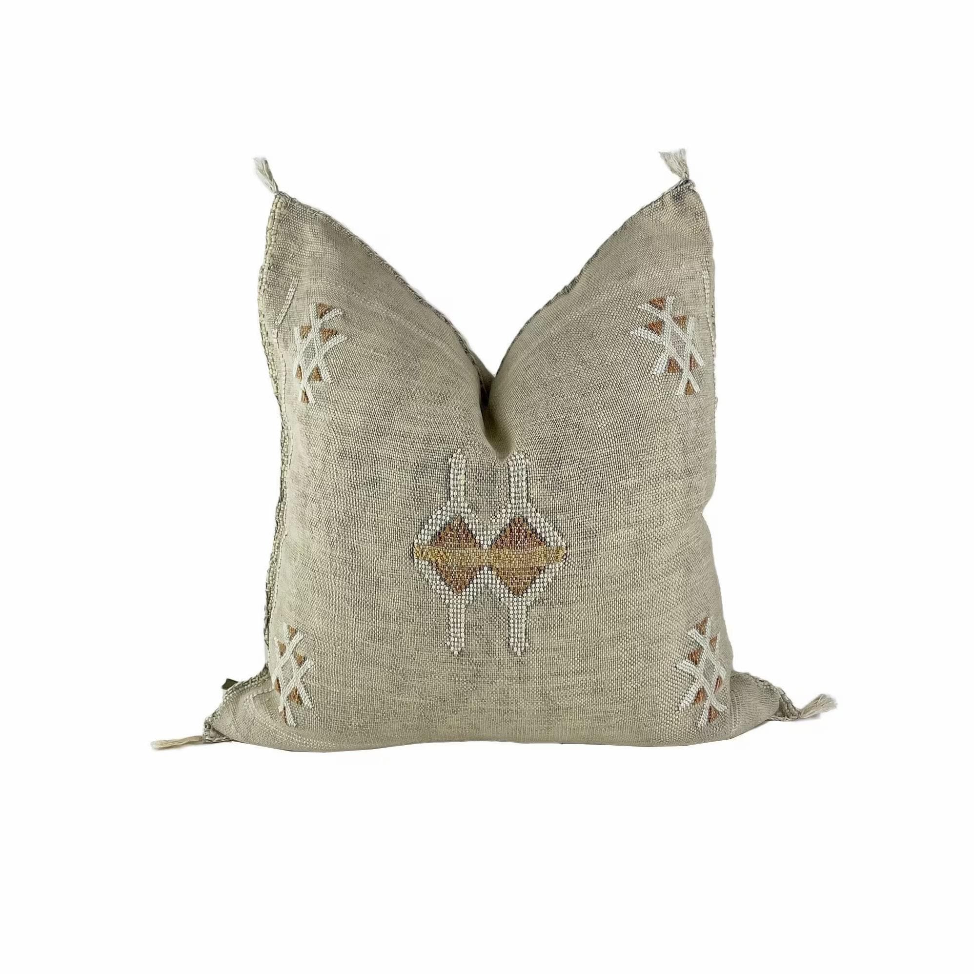 Beige Moroccan Cactus Silk Pillow ALL SIZES - product image 1