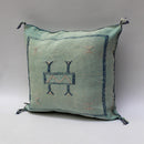 Light Blue Cactus Silk Pillow, Handmade Moroccan Lumbar Cushion - product image 6