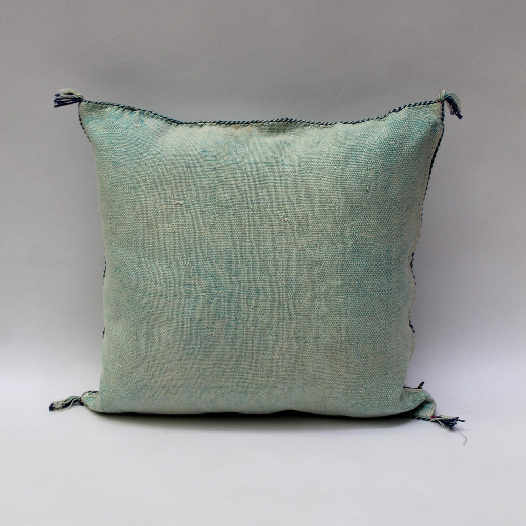 Light Blue Cactus Silk Pillow, Handmade Moroccan Lumbar Cushion - product image 9
