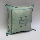 Light Blue Cactus Silk Pillow, Handmade Moroccan Lumbar Cushion - product image 10