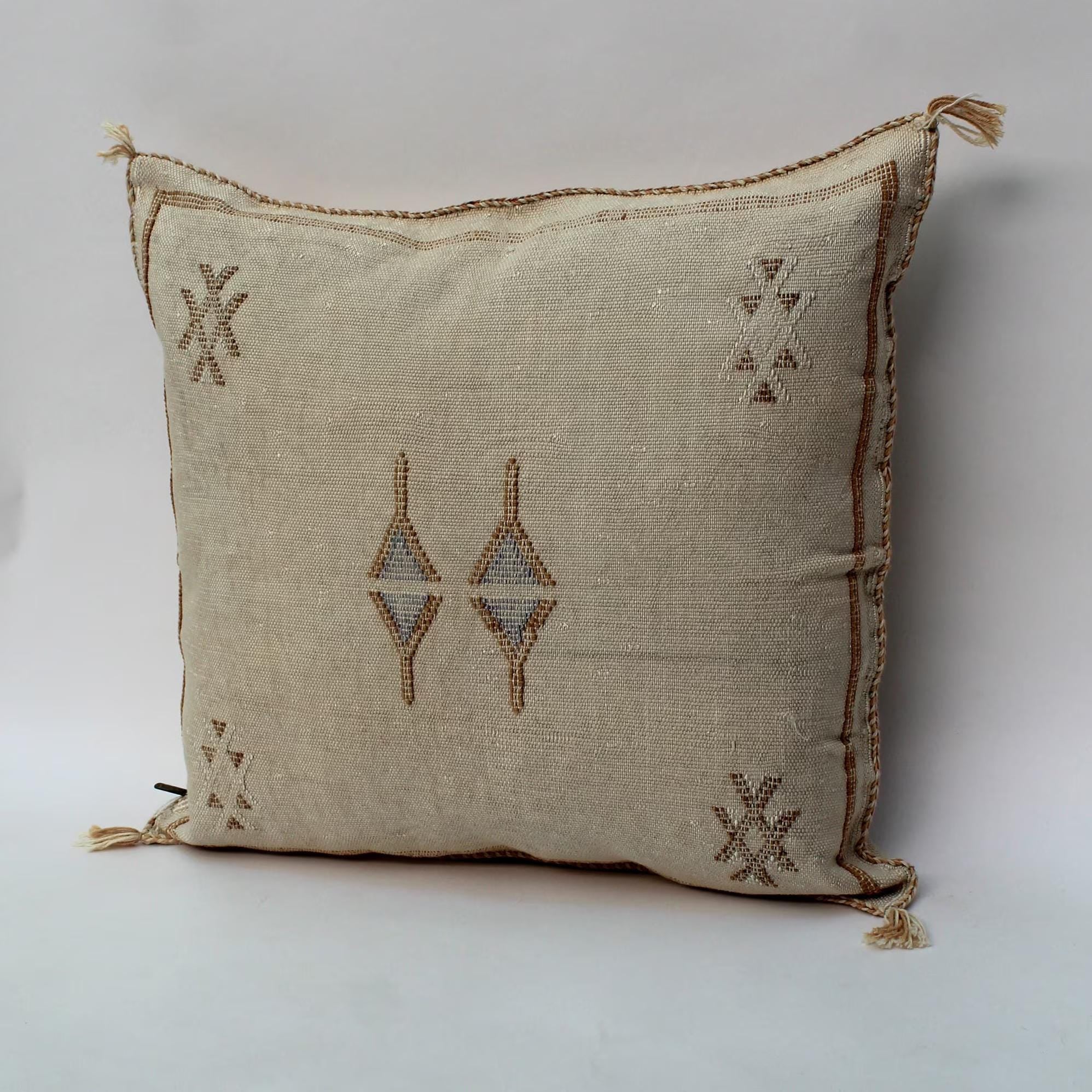 Beige Moroccan Cactus Silk Pillow ALL SIZES - product image 5