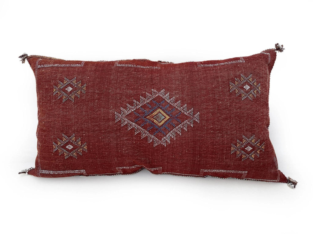 Burgundy Pillows silk All Sizes, Pillow Cactus Silk, White Lumbar Cushion Handmade Cactus Silk Decorative - product image 9