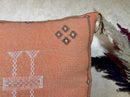 Terracotta Moroccan Cactus Silk Pillow Cover, Handmade Berber Kilim Cushion, Boho Woven Textured Tassel D - product image 3