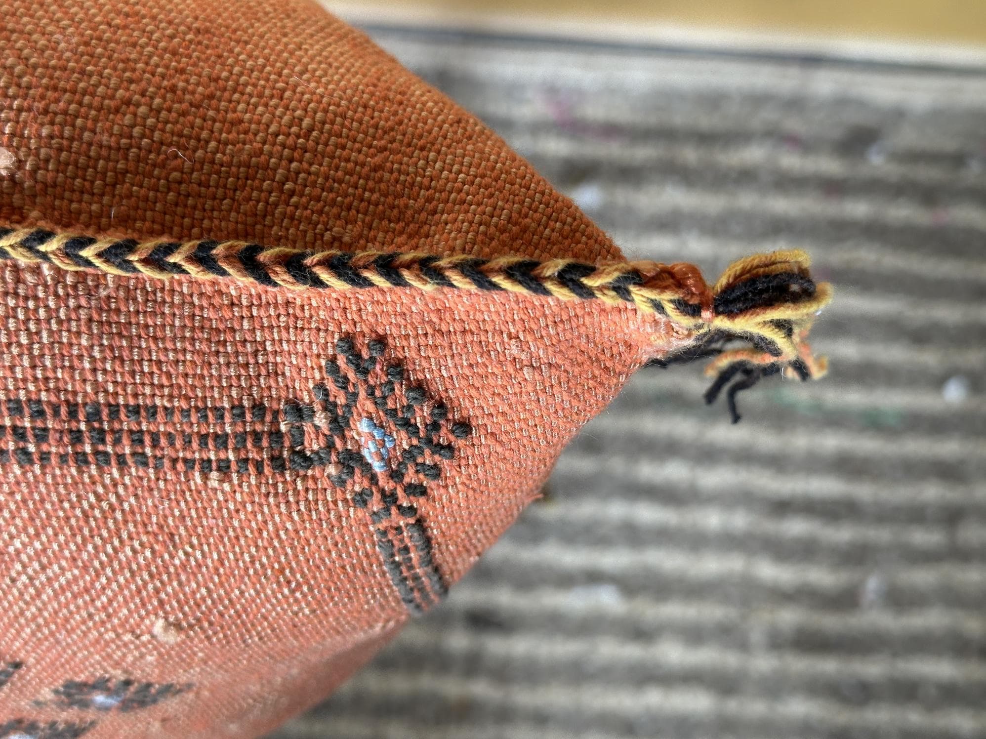 Terracotta Moroccan Cactus Silk Pillow Cover, Handmade Berber Kilim Cushion, Boho Woven Textured Tassel D - product image 5