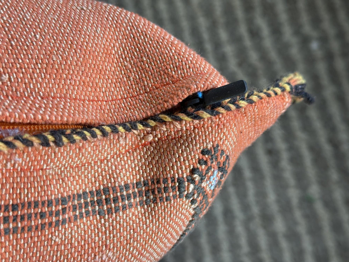Terracotta Moroccan Cactus Silk Pillow Cover, Handmade Berber Kilim Cushion, Boho Woven Textured Tassel D - product image 8