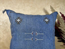 Blue Sabra Pillow Cover, Handmade Moroccan Boho Cushion, Embroidered Silk Pillowcase, Luxury Sofa Bed Dec - product image 3