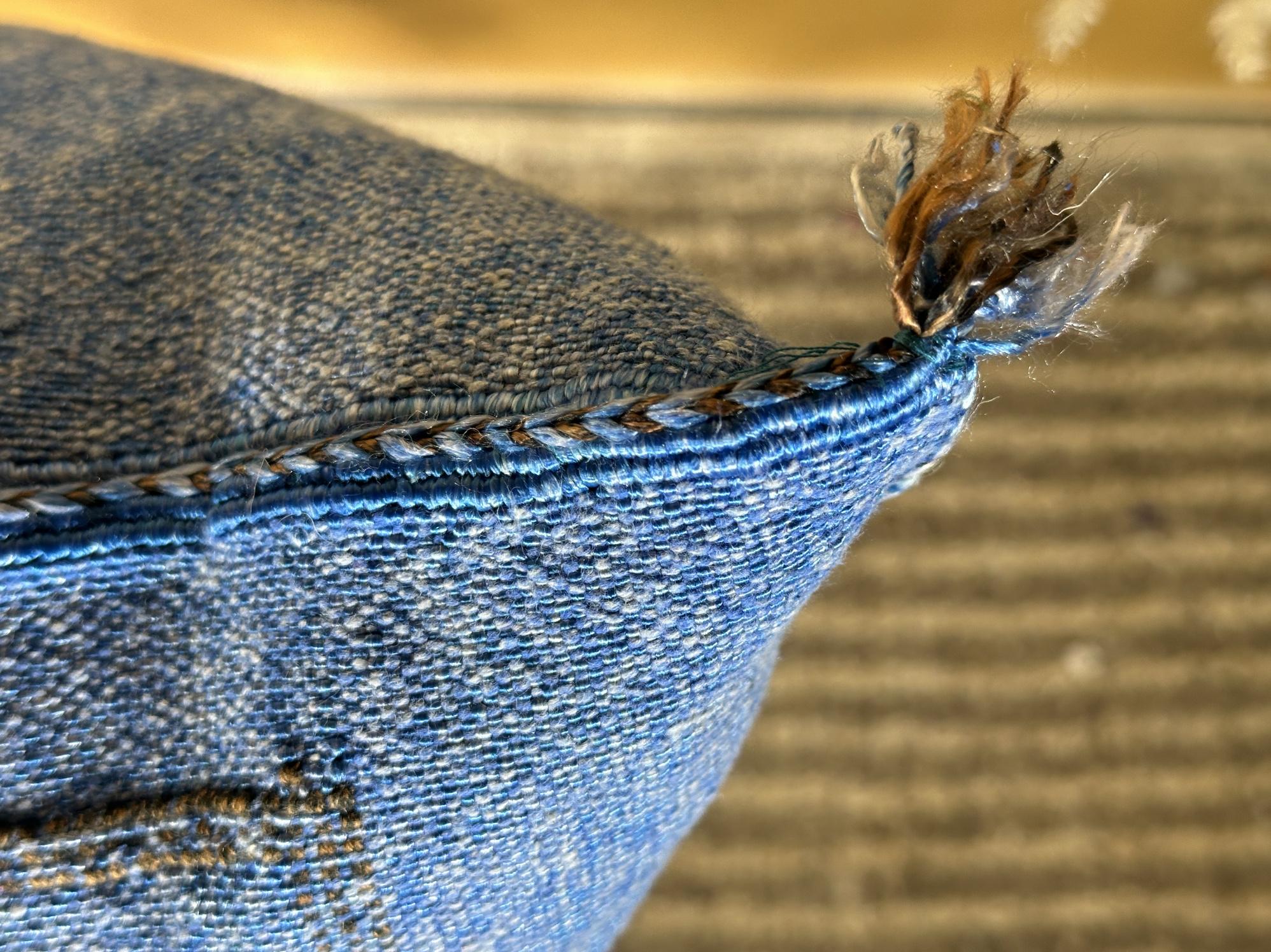 Blue Sabra Pillow Cover, Handmade Moroccan Boho Cushion, Embroidered Silk Pillowcase, Luxury Sofa Bed Dec - product image 5