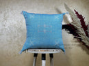 Blue Sabra Cactus Silk Pillow Cover, Handmade Moroccan Boho Pillowcase, Woven Berber Cushion for Sofa Bed - product image 1