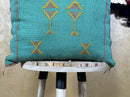 Teal Moroccan Cactus Silk Pillow Cover, Handmade Berber Kilim Cushion, Boho Embroidered Pillow Sham, Luxu - product image 7