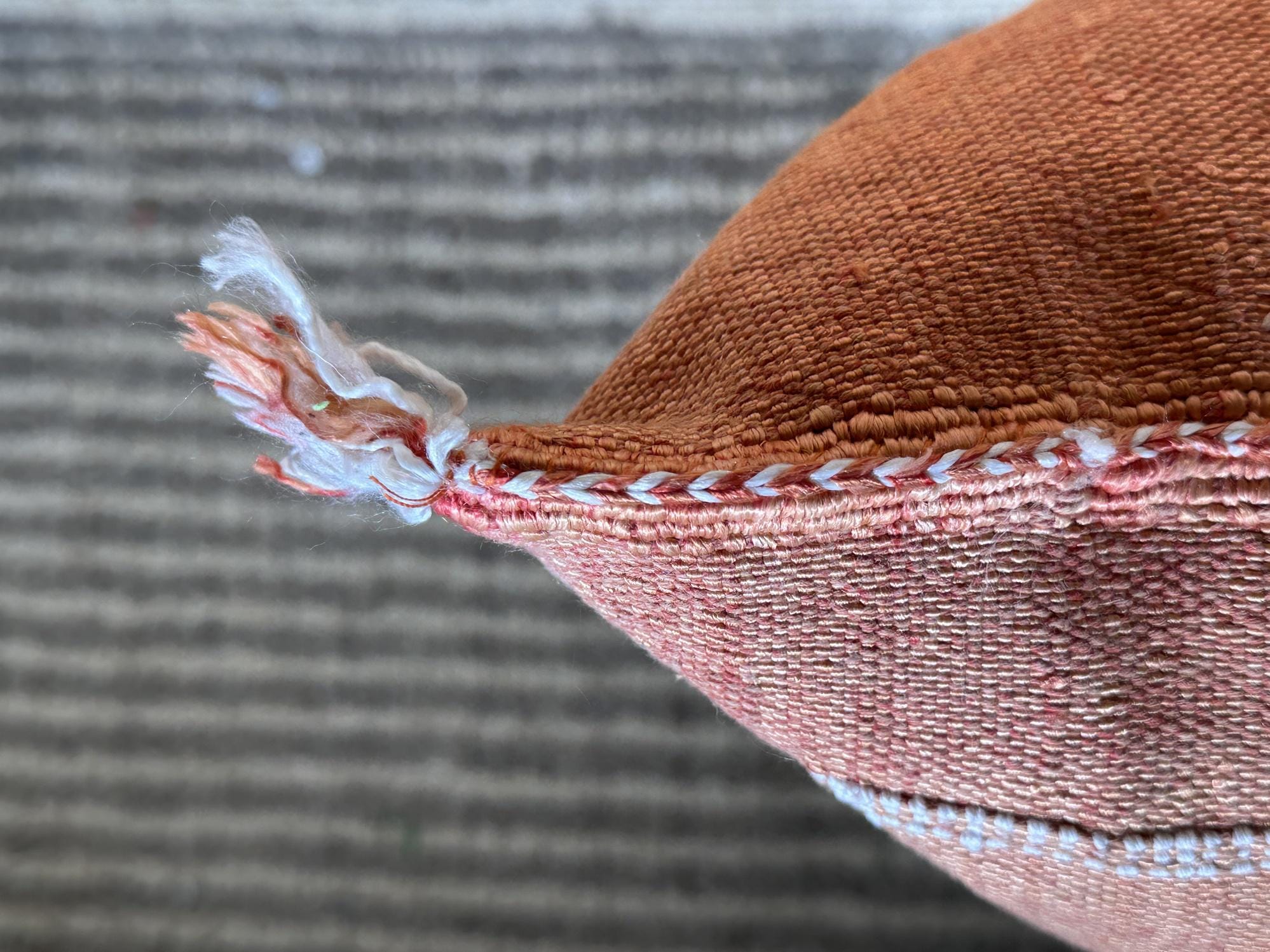Boho Terracotta Pillow Cover, Handmade Moroccan Woven Cushion, Rust Kilim Pillowcase with Ivory Berber Em - product image 2