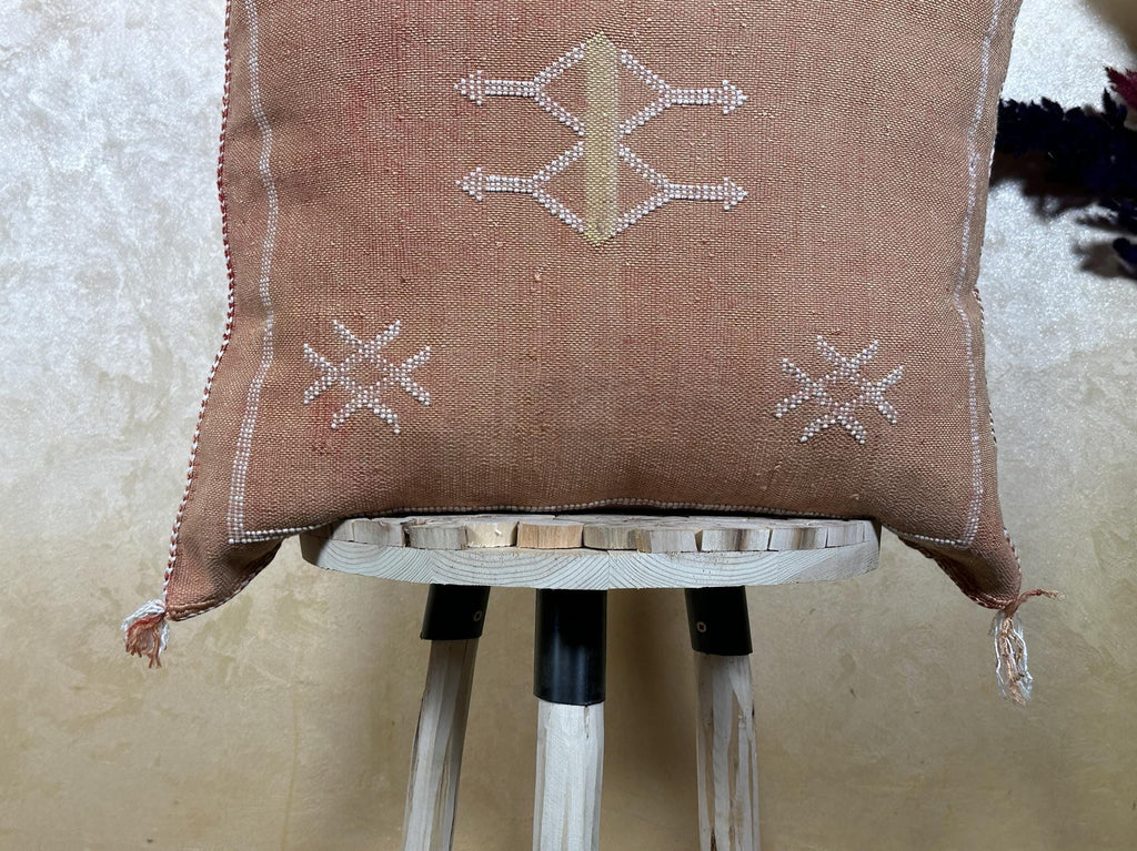 Boho Terracotta Pillow Cover, Handmade Moroccan Woven Cushion, Rust Kilim Pillowcase with Ivory Berber Em - product image 6
