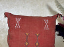 Terracotta Sabra Silk Pillow Cover, Moroccan Boujad Boho Cushion, Handmade Embroidered Sofa Pillow With T - product image 4