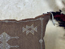 Brown Kilim Pillow Cover, Moroccan Boho Woven Cushion, Handmade Cactus Silk Look Pillowcase, Ivory Accent - product image 7