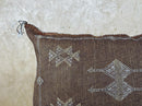 Brown Kilim Pillow Cover, Moroccan Boho Woven Cushion, Handmade Cactus Silk Look Pillowcase, Ivory Accent - product image 3