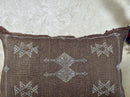 Brown Kilim Pillow Cover, Moroccan Boho Woven Cushion, Handmade Cactus Silk Look Pillowcase, Ivory Accent - product image 5