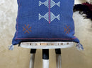 Blue Handmade Moroccan Pillow Cover, Boho Kilim Cushion Cover, Navy Silk Pillow Case, Embroidered Decorat - product image 2