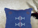 Blue Handmade Moroccan Pillow Cover, Boho Kilim Cushion Cover, Navy Silk Pillow Case, Embroidered Decorat - product image 4