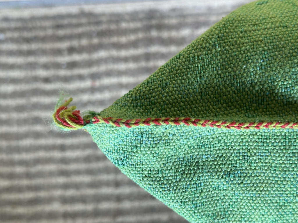 Green Cactus Silk Pillow Cover, Moroccan Sabra Pillow, Berber Boho Cushion with Gold Embroidery, Handmade - product image 3